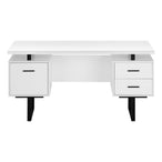 I 7631 Computer Desk - 60"L / White / Black Metal - Furniture Depot (7881145876728)