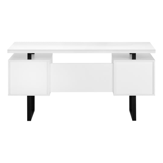 I 7631 Computer Desk - 60"L / White / Black Metal - Furniture Depot (7881145876728)