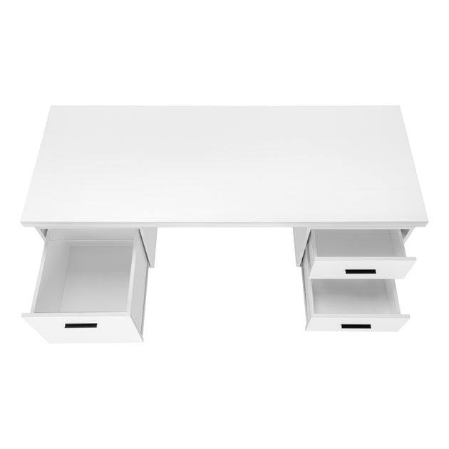 I 7631 Computer Desk - 60"L / White / Black Metal - Furniture Depot (7881145876728)
