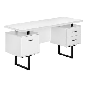 I 7631 Computer Desk - 60"L / White / Black Metal - Furniture Depot (7881145876728)