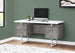 I 7633 Computer Desk - 60"L / White/ Grey Concrete/ Silver Metal - Furniture Depot