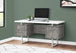 I 7633 Computer Desk - 60"L / White/ Grey Concrete/ Silver Metal - Furniture Depot