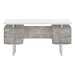 I 7633 Computer Desk - 60"L / White/ Grey Concrete/ Silver Metal - Furniture Depot