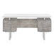 I 7633 Computer Desk - 60"L / White/ Grey Concrete/ Silver Metal - Furniture Depot