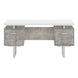 I 7633 Computer Desk - 60"L / White/ Grey Concrete/ Silver Metal - Furniture Depot