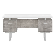 Load image into Gallery viewer, I 7633 Computer Desk - 60&quot;L / White/ Grey Concrete/ Silver Metal - Furniture Depot