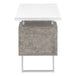 I 7633 Computer Desk - 60"L / White/ Grey Concrete/ Silver Metal - Furniture Depot