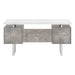 I 7633 Computer Desk - 60"L / White/ Grey Concrete/ Silver Metal - Furniture Depot