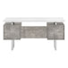 I 7633 Computer Desk - 60"L / White/ Grey Concrete/ Silver Metal - Furniture Depot