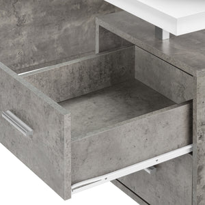 I 7633 Computer Desk - 60"L / White/ Grey Concrete/ Silver Metal - Furniture Depot