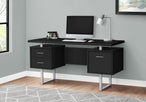 I 7634 Computer Desk - 60"L / Black / Silver Metal - Furniture Depot