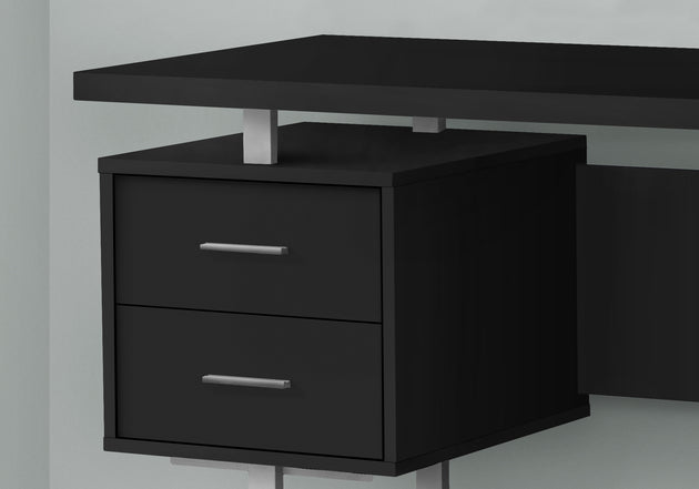 I 7634 Computer Desk - 60"L / Black / Silver Metal - Furniture Depot