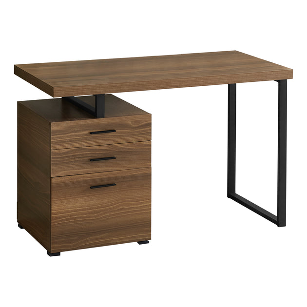 I 7640 Computer Desk - 48"L / Walnut / Black Metal / L/R Face - Furniture Depot