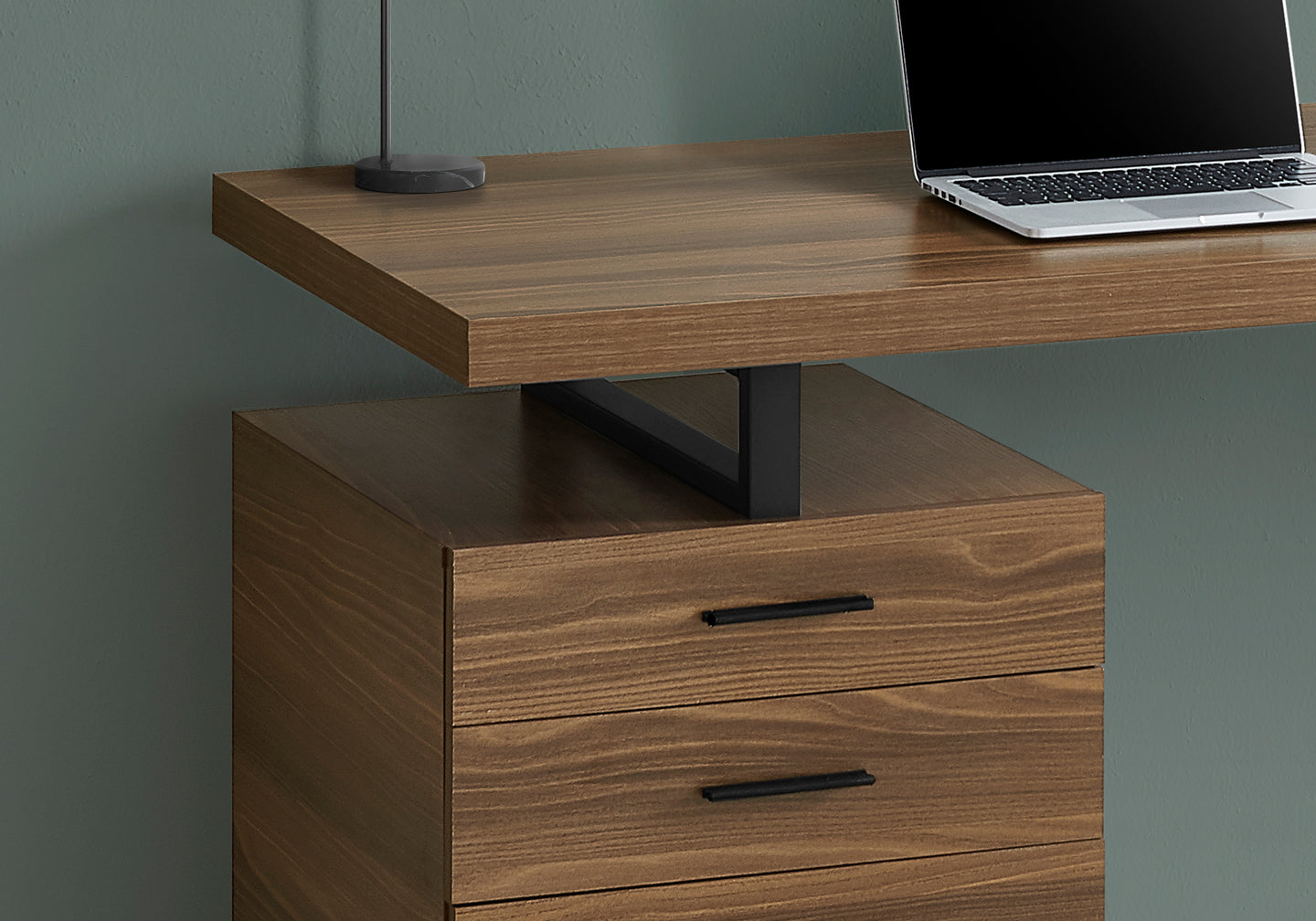 I 7640 Computer Desk - 48"L / Walnut / Black Metal / L/R Face - Furniture Depot
