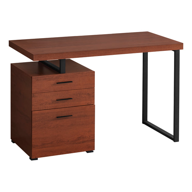 I 7641 Computer Desk - 48"L / Cherry / Black Metal / L/R Face - Furniture Depot