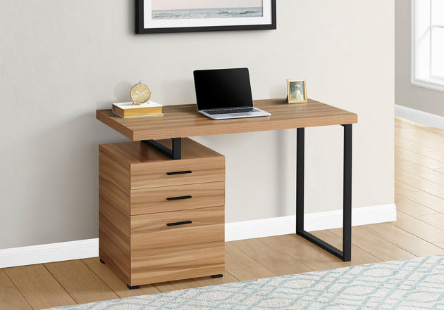 I 7642 Computer Desk - 48"L / Reclaimed Wood / Black Metal / L/R - Furniture Depot (7881146630392)