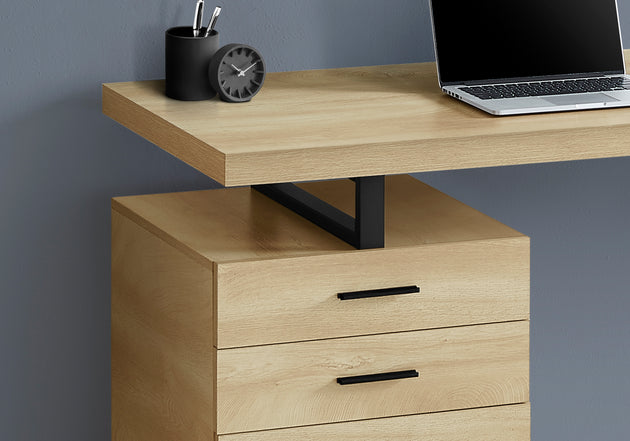 I 7643 Computer Desk - 48"L / Natural / Black Metal / L/R Face - Furniture Depot