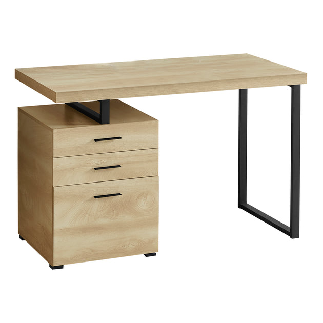 I 7643 Computer Desk - 48"L / Natural / Black Metal / L/R Face - Furniture Depot
