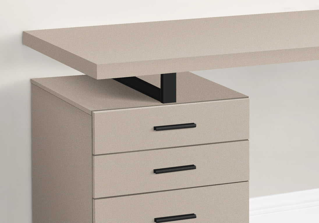 I 7644 Computer Desk - 48"L / Modern Taupe / Black Metal / L/R - Furniture Depot