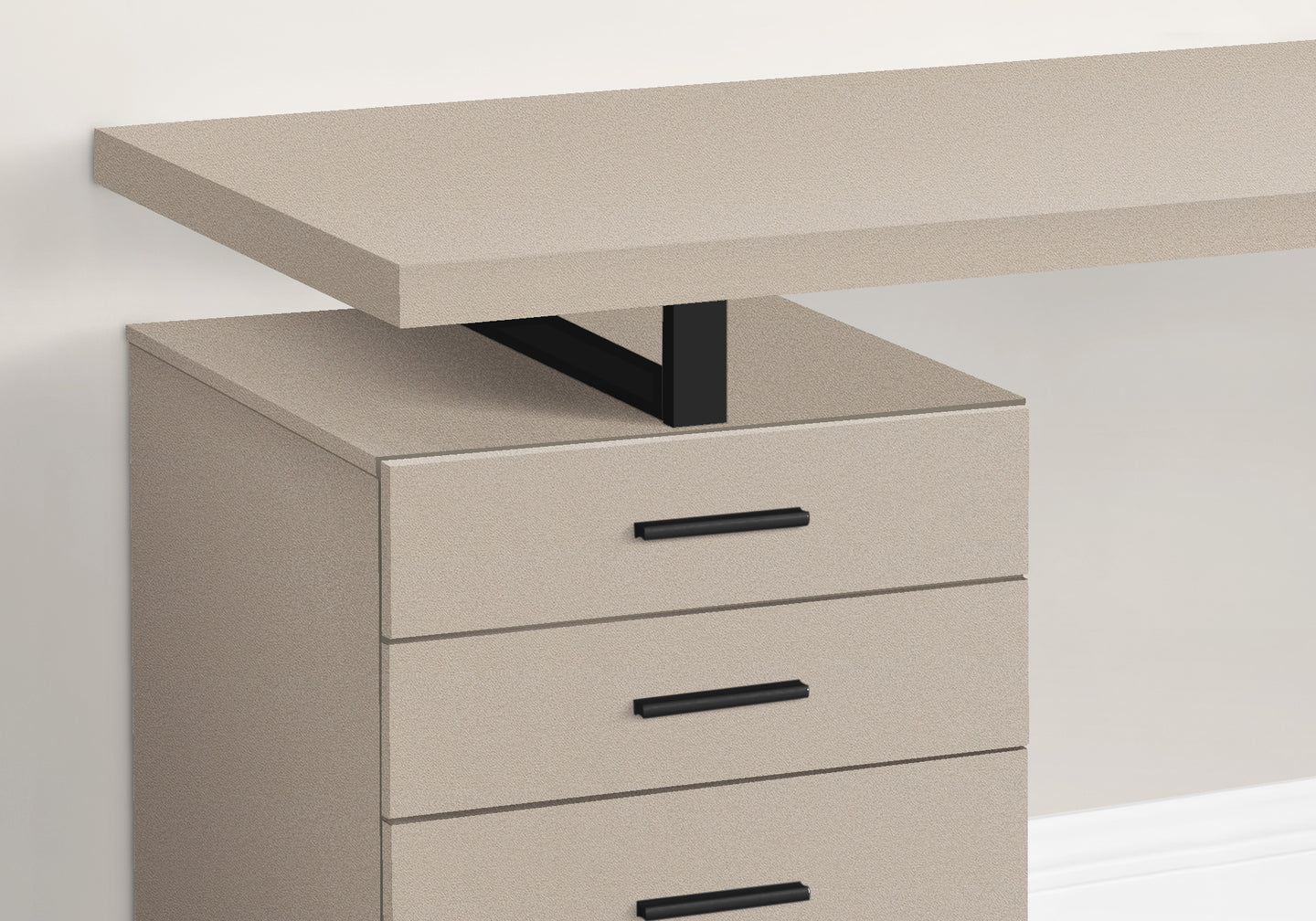 I 7644 Computer Desk - 48"L / Modern Taupe / Black Metal / L/R - Furniture Depot