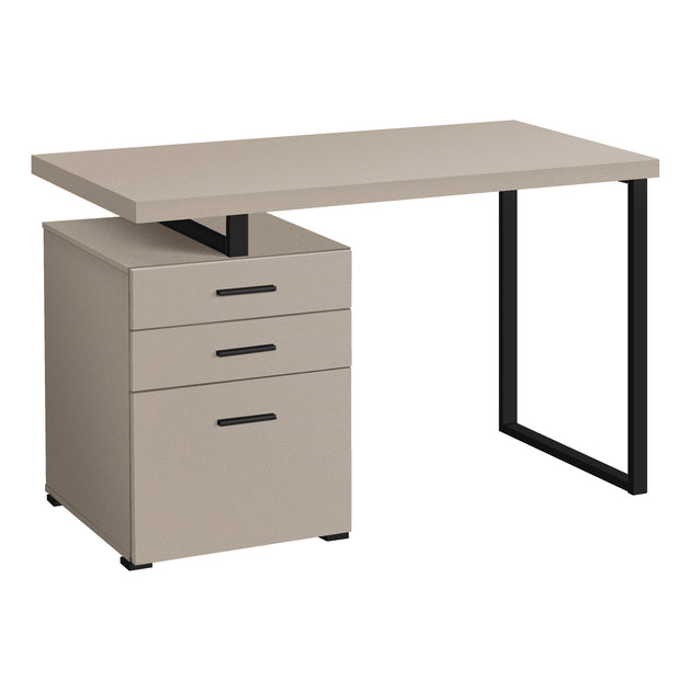 I 7644 Computer Desk - 48"L / Modern Taupe / Black Metal / L/R - Furniture Depot