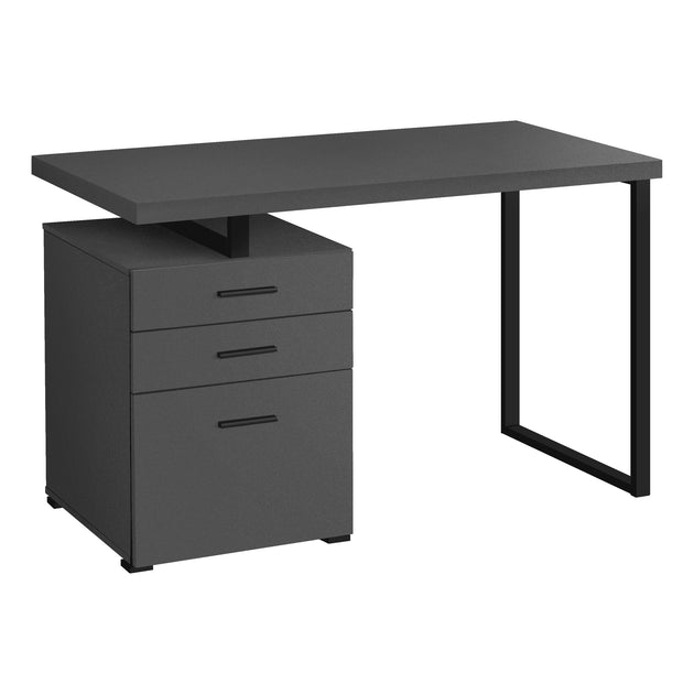 I 7645 Computer Desk - 48"L / Modern Grey / Black Metal / L/R - Furniture Depot (7881146859768)