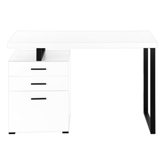 I 7646 Computer Desk - 48"L / White / Black Metal / L/R Face - Furniture Depot