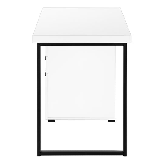 I 7646 Computer Desk - 48"L / White / Black Metal / L/R Face - Furniture Depot