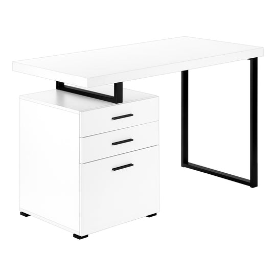 I 7646 Computer Desk - 48"L / White / Black Metal / L/R Face - Furniture Depot