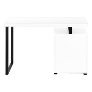 I 7646 Computer Desk - 48"L / White / Black Metal / L/R Face - Furniture Depot