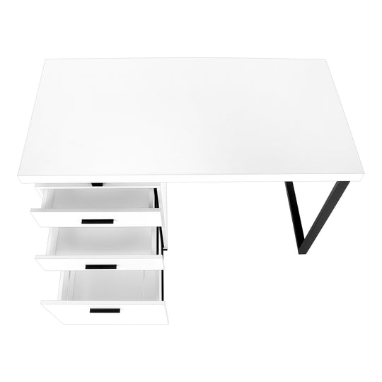 I 7646 Computer Desk - 48"L / White / Black Metal / L/R Face - Furniture Depot