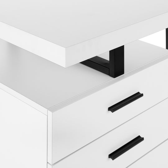 I 7646 Computer Desk - 48"L / White / Black Metal / L/R Face - Furniture Depot