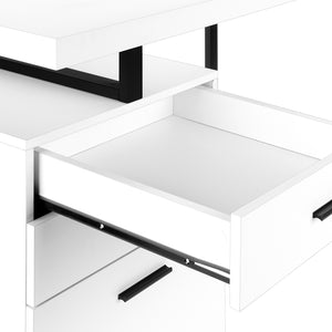 I 7646 Computer Desk - 48"L / White / Black Metal / L/R Face - Furniture Depot