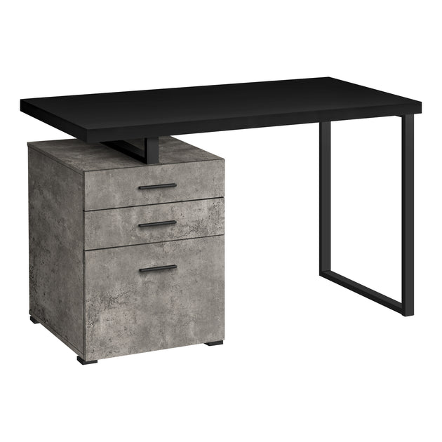 I 7647 Computer Desk - 48"L / Black / Concrete/ Black Metal/ L/R - Furniture Depot (7881147187448)