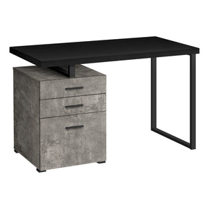 I 7647 Computer Desk - 48"L / Black / Concrete/ Black Metal/ L/R - Furniture Depot (7881147187448)