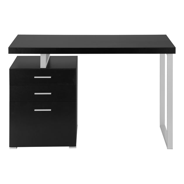 I 7649 Computer Desk - 48"L / Black / Silver Metal / L/R Face - Furniture Depot