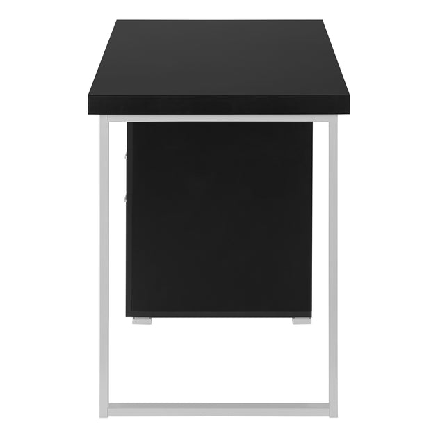 I 7649 Computer Desk - 48"L / Black / Silver Metal / L/R Face - Furniture Depot