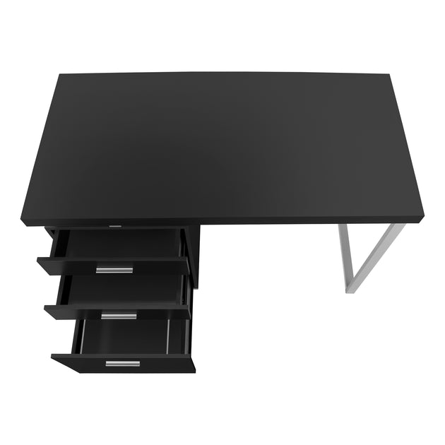 I 7649 Computer Desk - 48"L / Black / Silver Metal / L/R Face - Furniture Depot