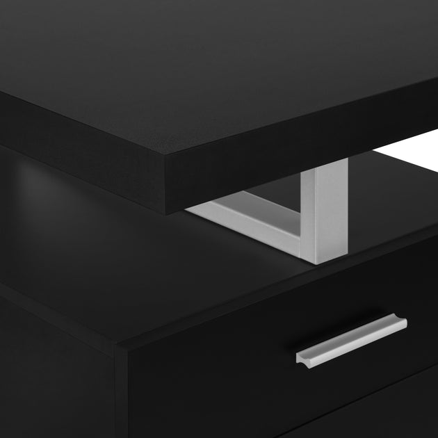 I 7649 Computer Desk - 48"L / Black / Silver Metal / L/R Face - Furniture Depot