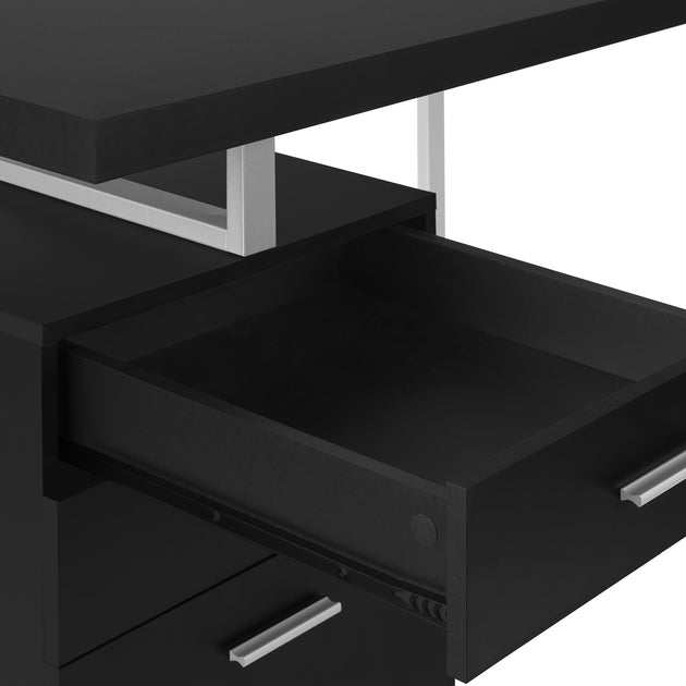 I 7649 Computer Desk - 48"L / Black / Silver Metal / L/R Face - Furniture Depot