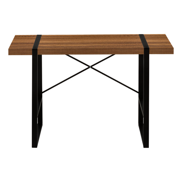 I 7655 Computer Desk - 48"L / Walnut / Black Metal - Furniture Depot