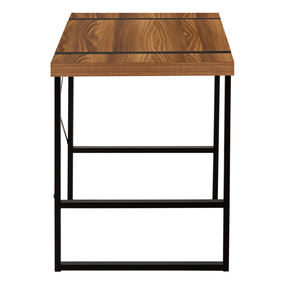 I 7655 Computer Desk - 48"L / Walnut / Black Metal - Furniture Depot