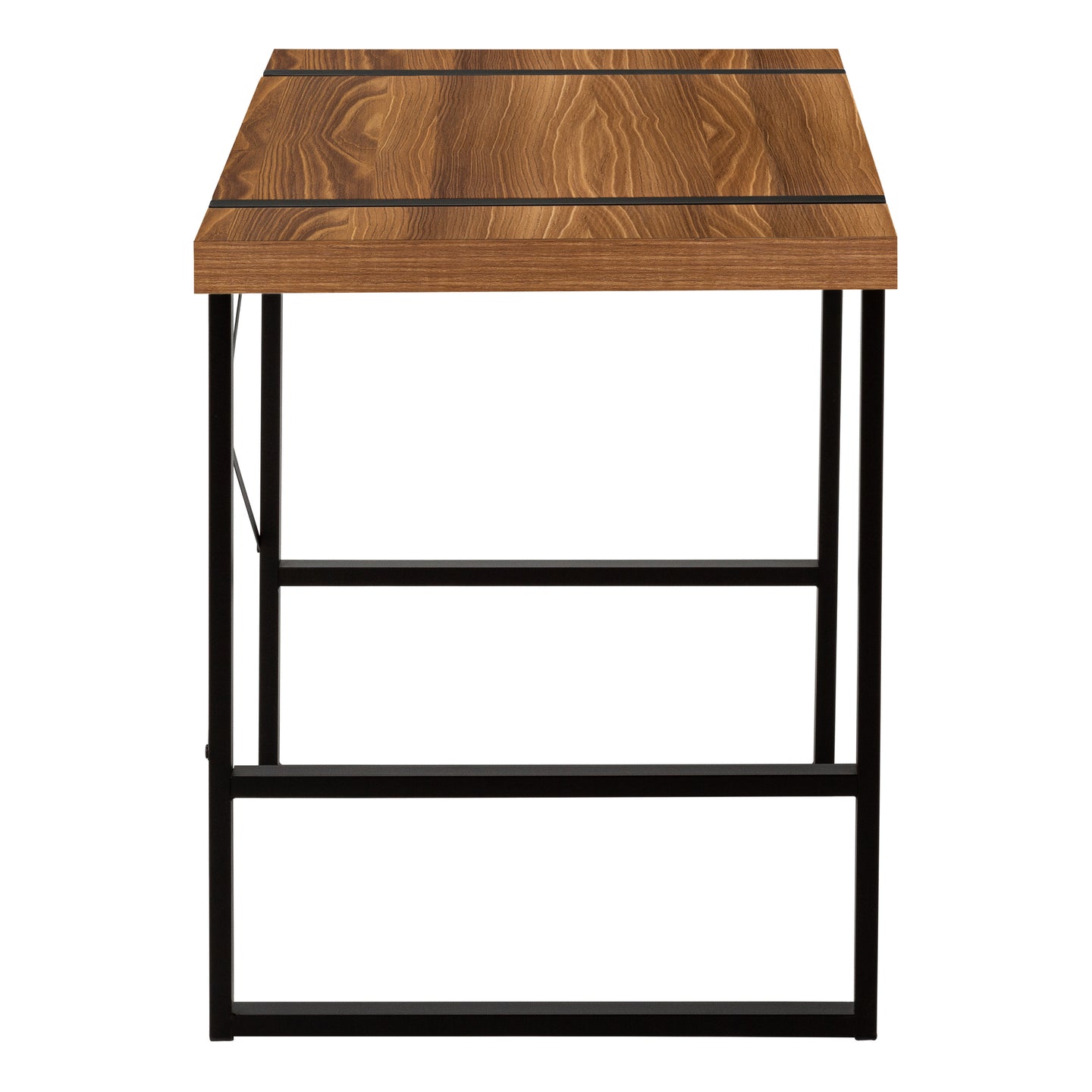 I 7655 Computer Desk - 48"L / Walnut / Black Metal - Furniture Depot