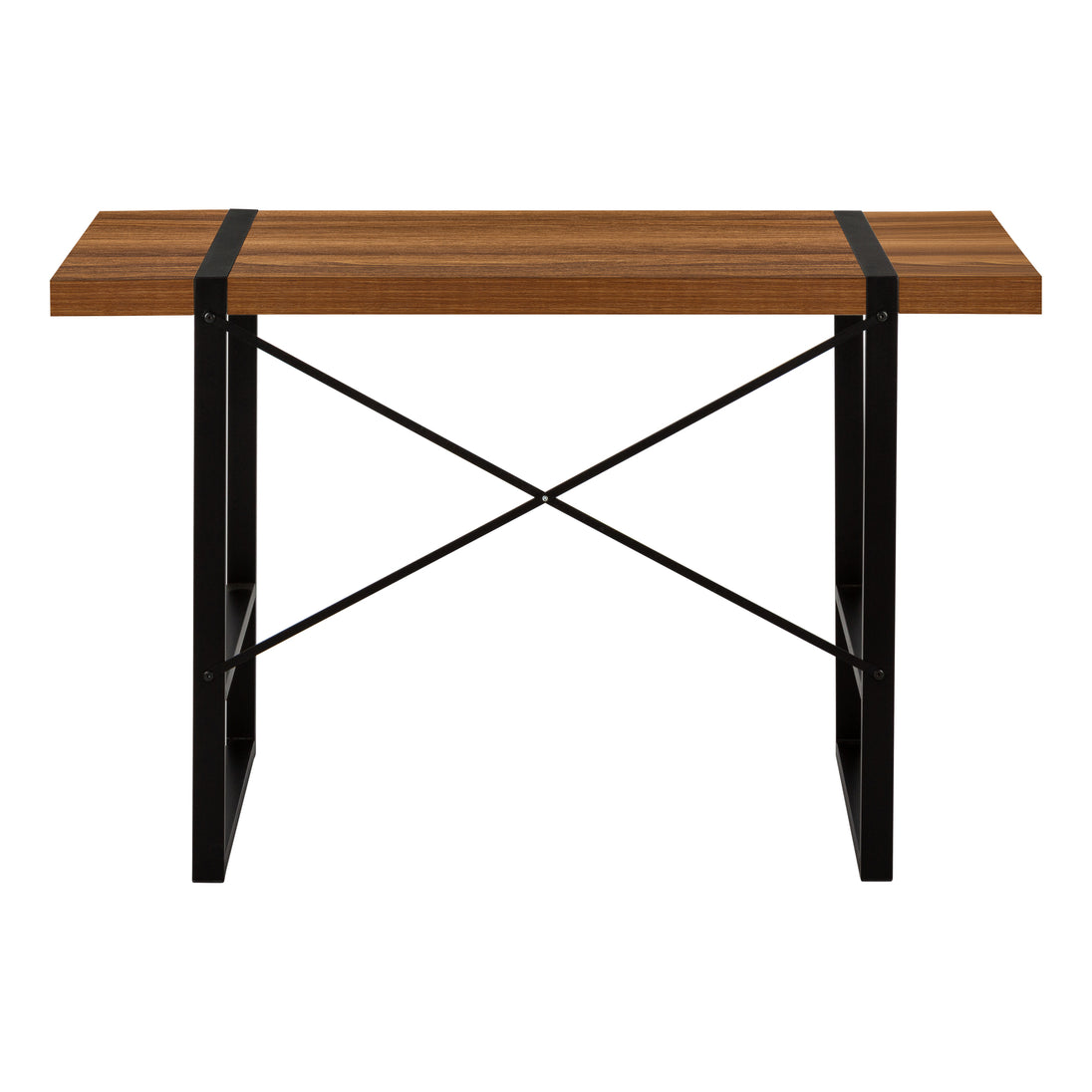 I 7655 Computer Desk - 48"L / Walnut / Black Metal - Furniture Depot