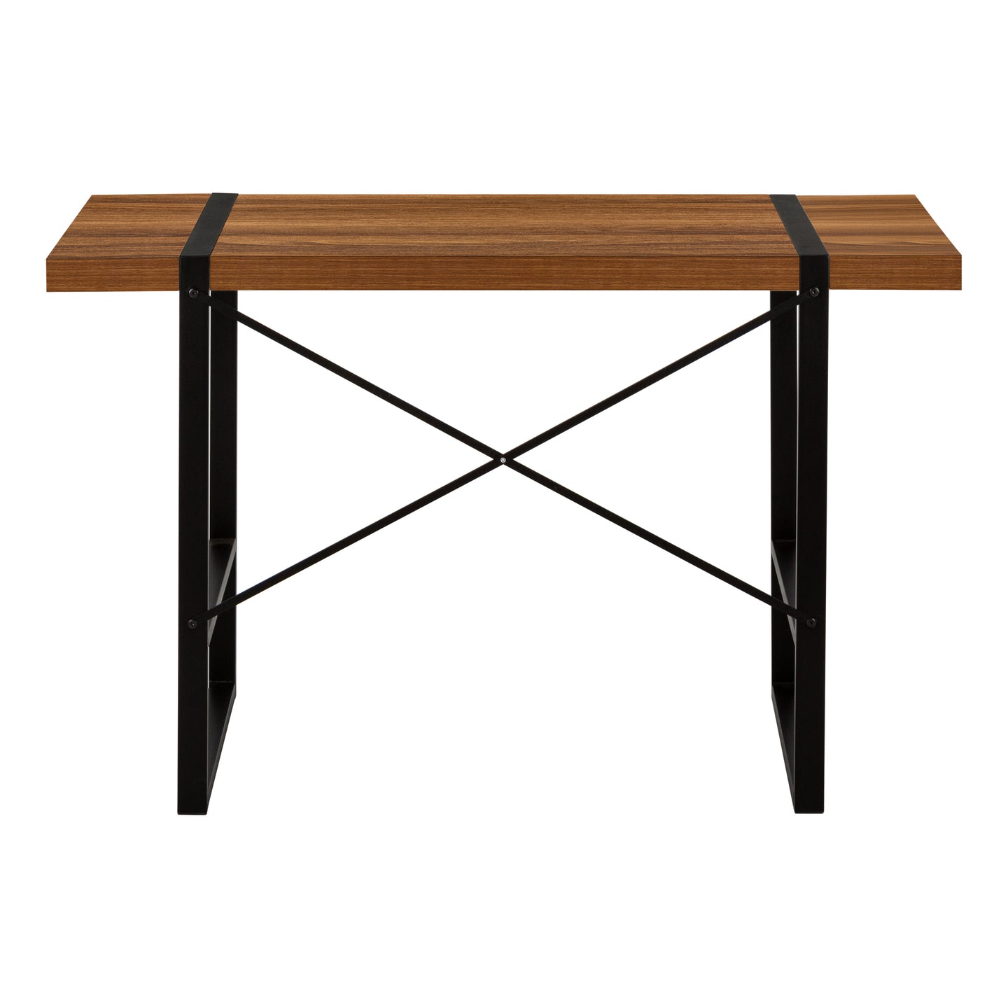 I 7655 Computer Desk - 48"L / Walnut / Black Metal - Furniture Depot
