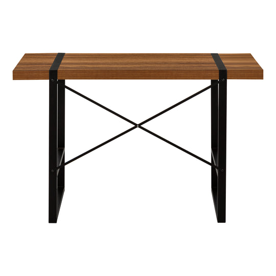 I 7655 Computer Desk - 48"L / Walnut / Black Metal - Furniture Depot