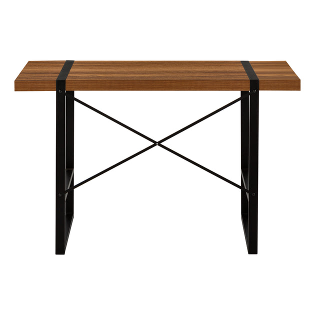 I 7655 Computer Desk - 48"L / Walnut / Black Metal - Furniture Depot