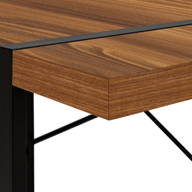 I 7655 Computer Desk - 48"L / Walnut / Black Metal - Furniture Depot