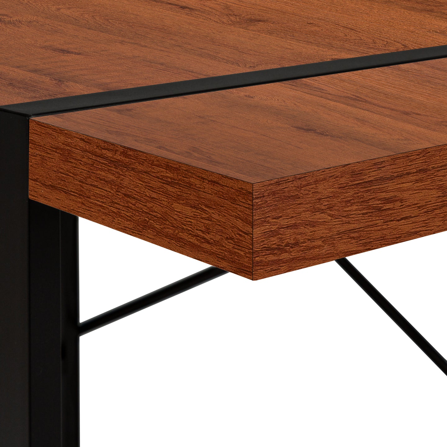 I 7656 Computer Desk - 48"L / Cherry / Black Metal - Furniture Depot