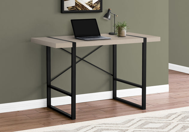 I 7659 Computer Desk - 48"L / Modern Taupe / Black Metal - Furniture Depot (7881148367096)